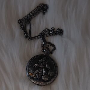 Dungeons And Dragons Silver Pocket Watch With Tiny Dice